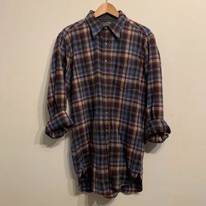 Vintage Plaid Wool Shirt Large Tall